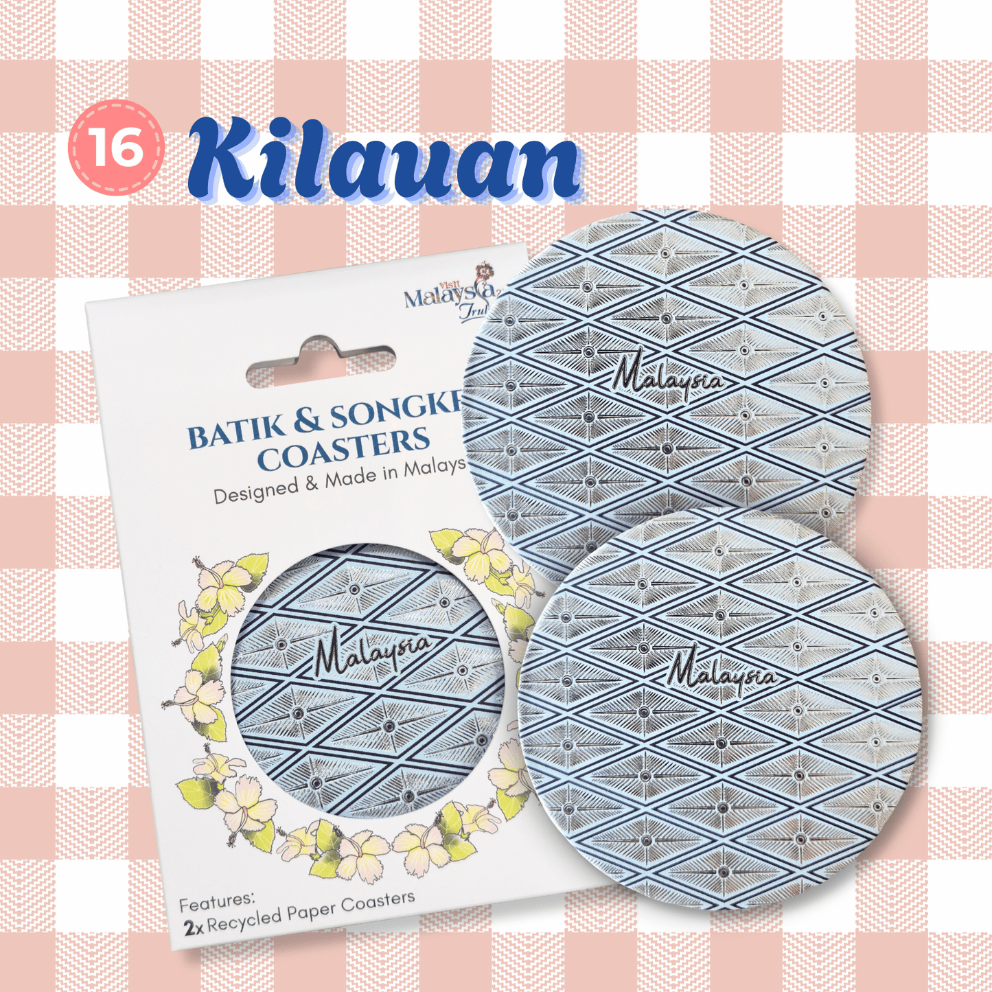 Batik & Songket Coasters / Batik Coasters Bunga Edition (Set 2 Pieces)