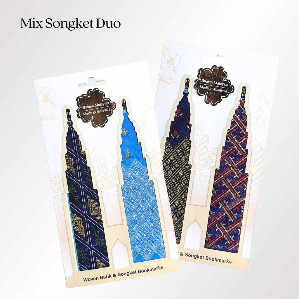 KLCC Twin Towers Batik & Songket Bookmark Duo Gift Set (Malaysia best selling souvenir)