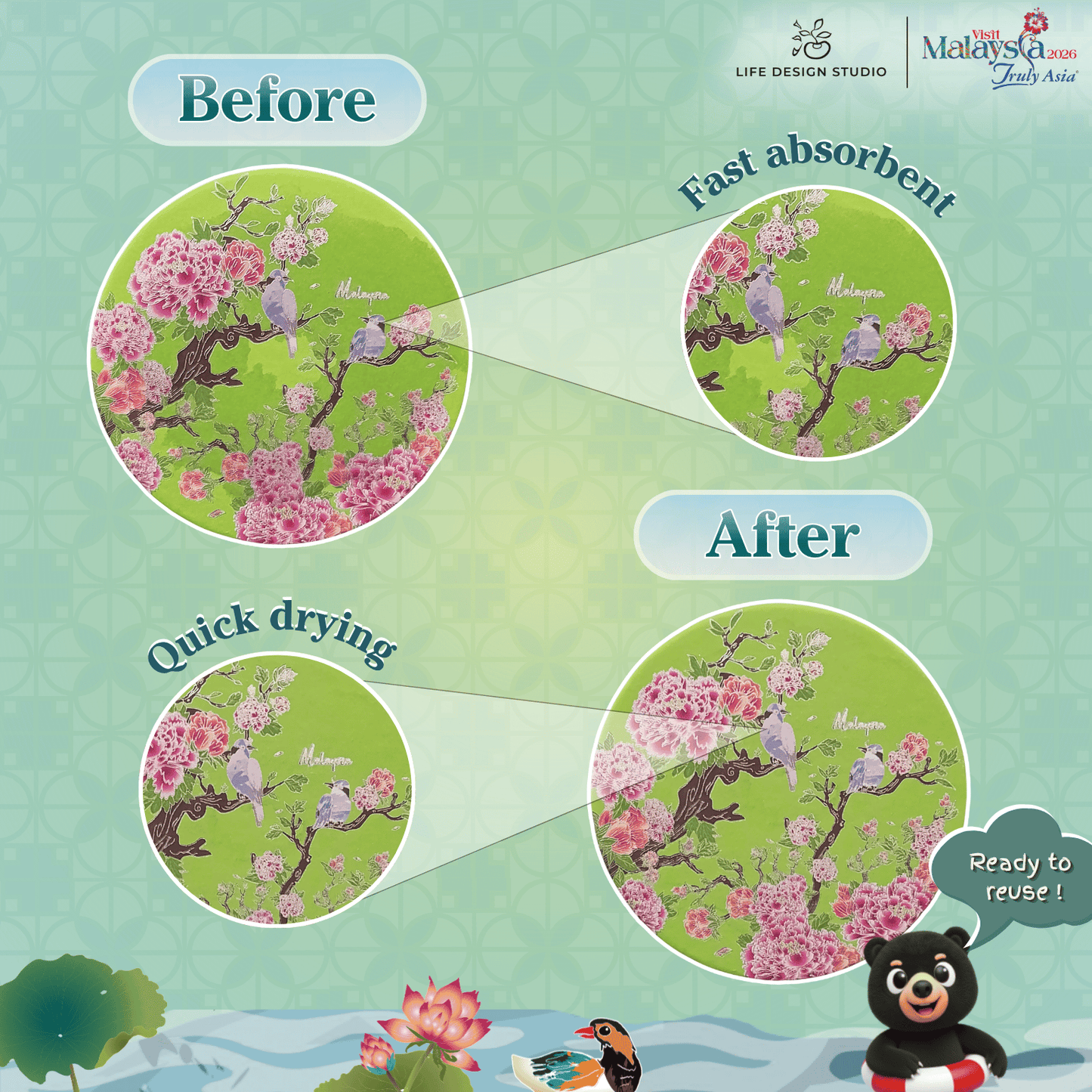 (2Pcs) Baba & Nyonya Coasters