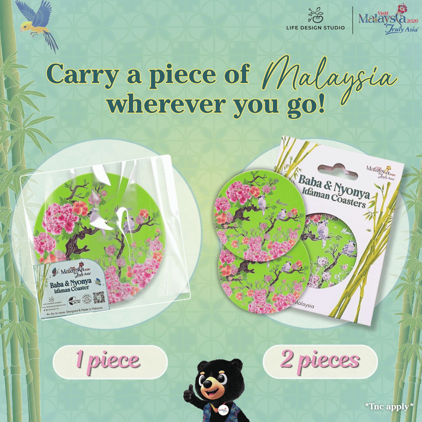 (2Pcs) Baba & Nyonya Coasters