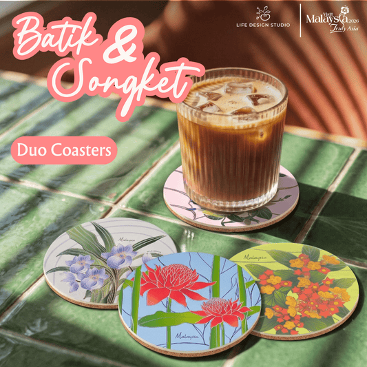 Batik & Songket Coasters / Batik Coasters Bunga Edition (Set 2 Pieces)