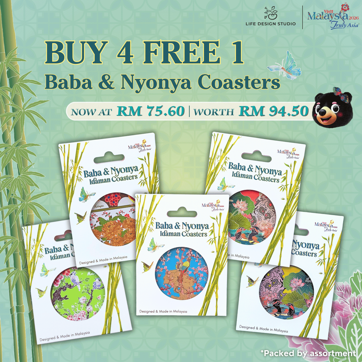 (2Pcs) Baba & Nyonya Coasters