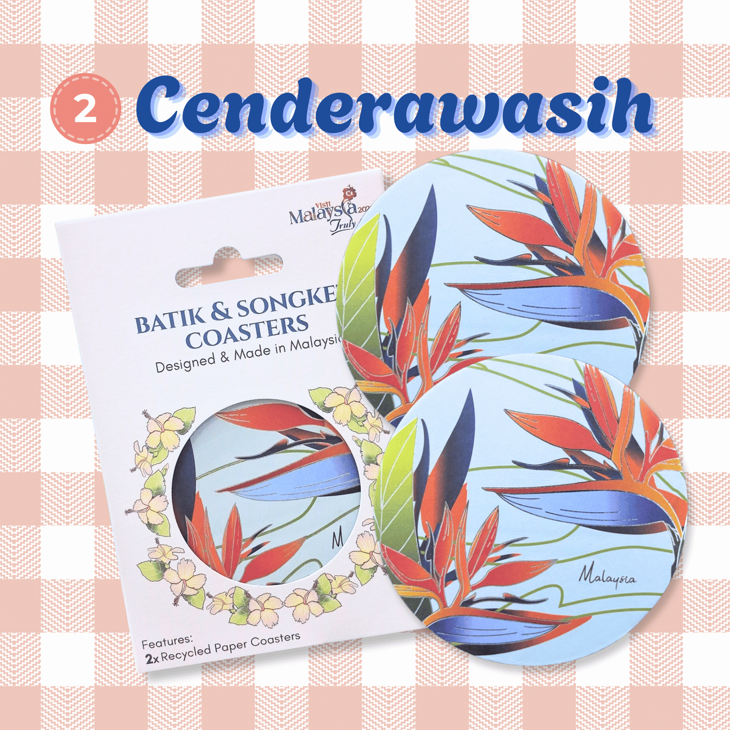 Batik & Songket Coasters / Batik Coasters Bunga Edition (Set 2 Pieces)