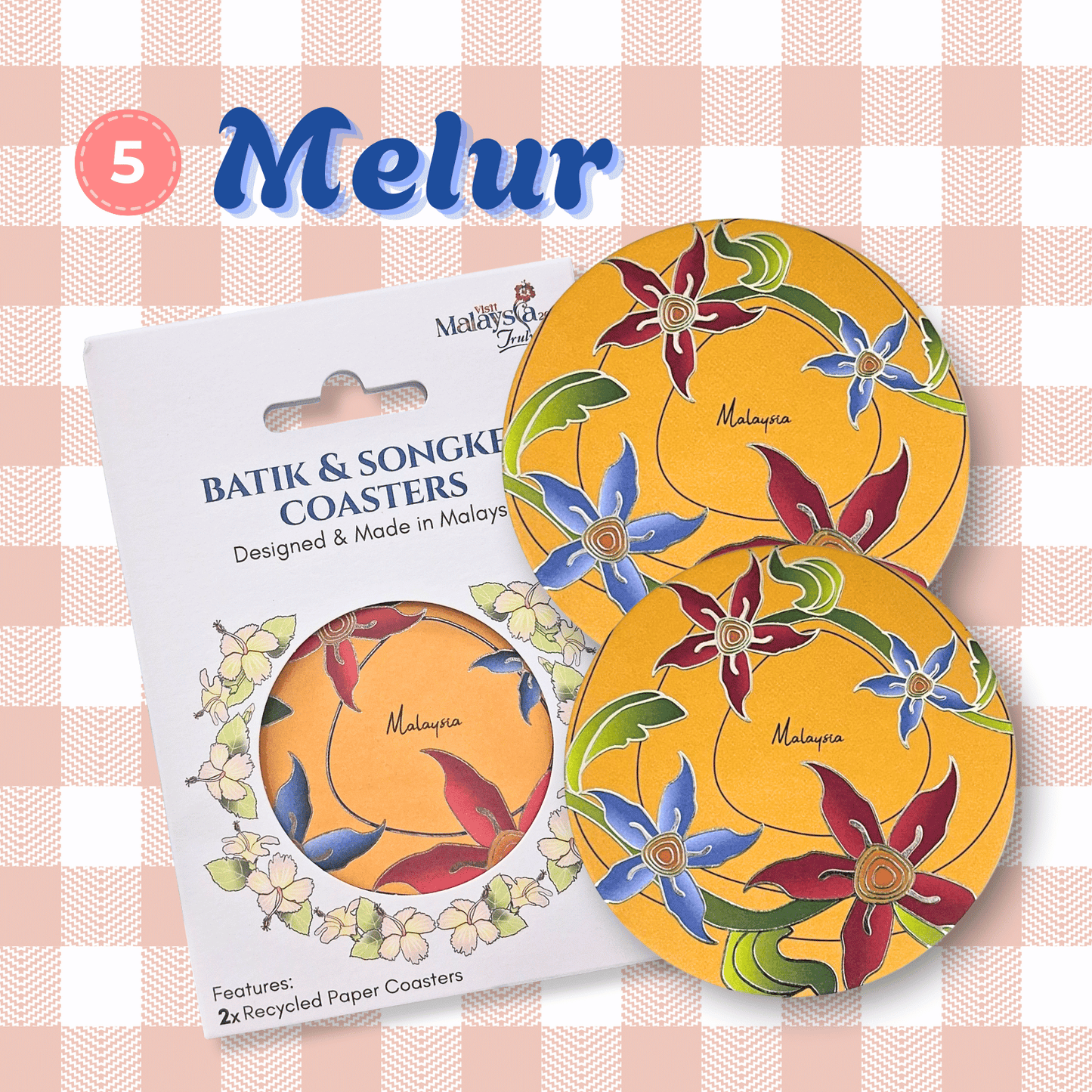 Batik & Songket Coasters / Batik Coasters Bunga Edition (Set 2 Pieces)