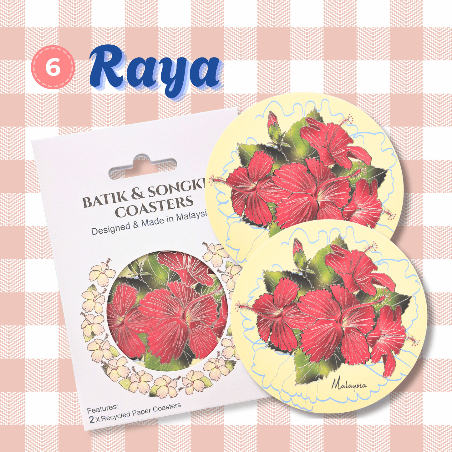Batik & Songket Coasters / Batik Coasters Bunga Edition (Set 2 Pieces)