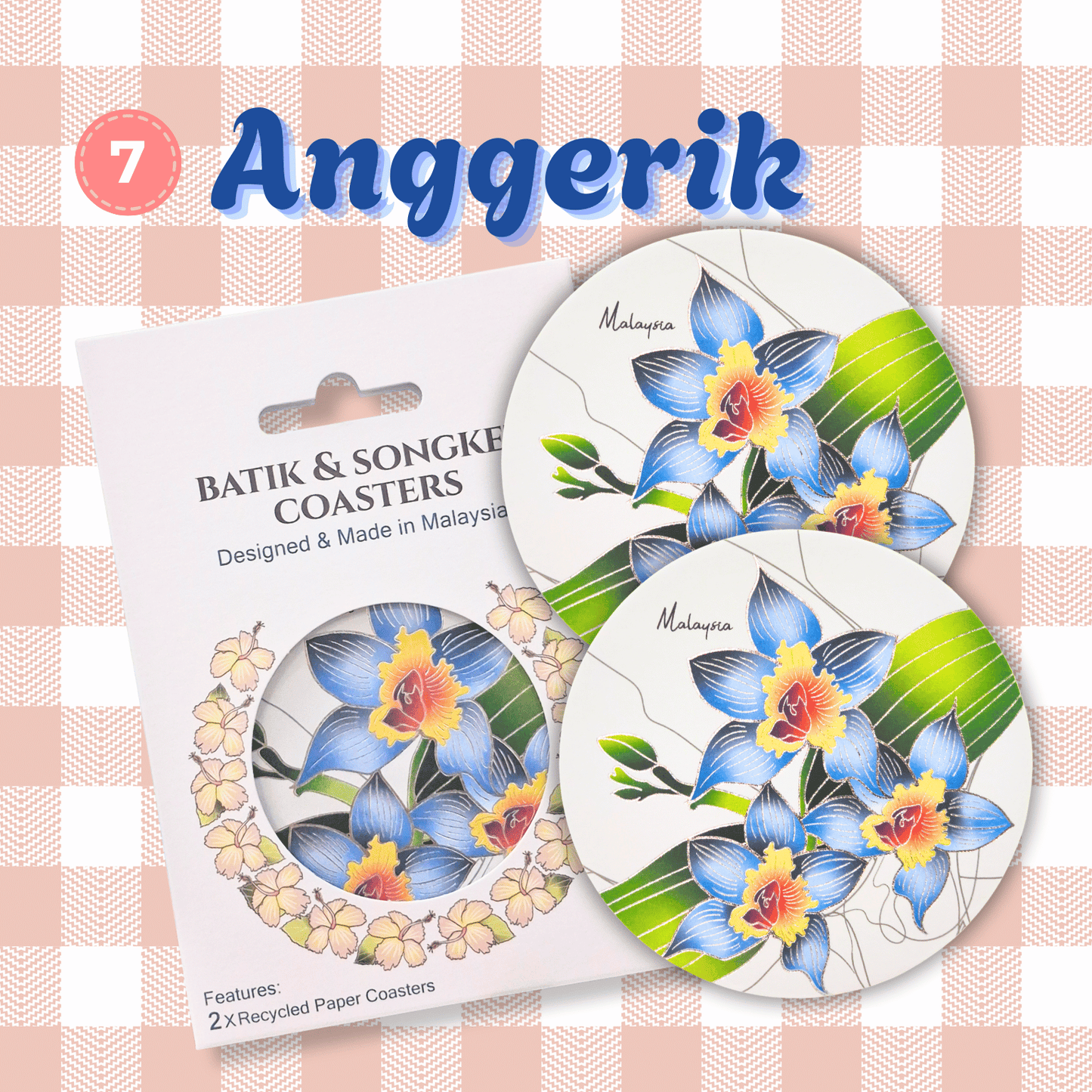Batik & Songket Coasters / Batik Coasters Bunga Edition (Set 2 Pieces)
