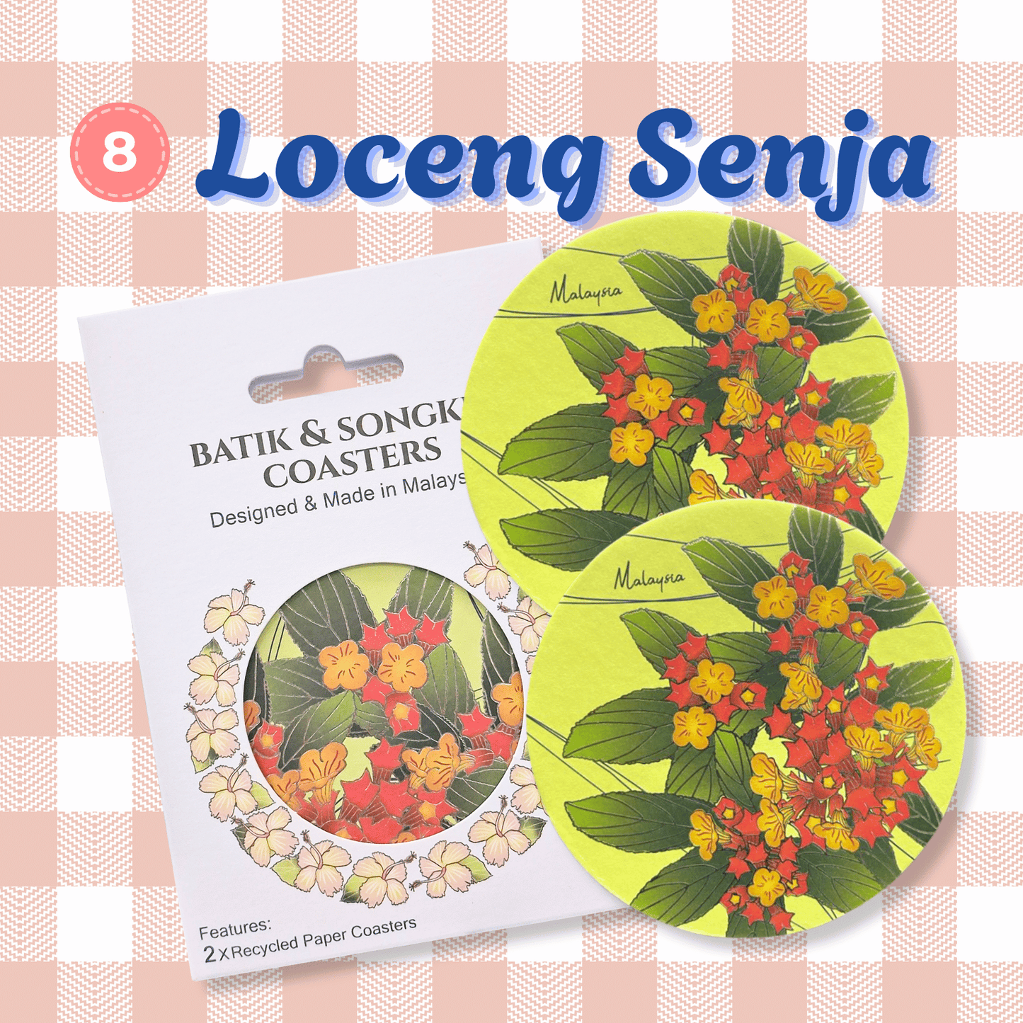 Batik & Songket Coasters / Batik Coasters Bunga Edition (Set 2 Pieces)