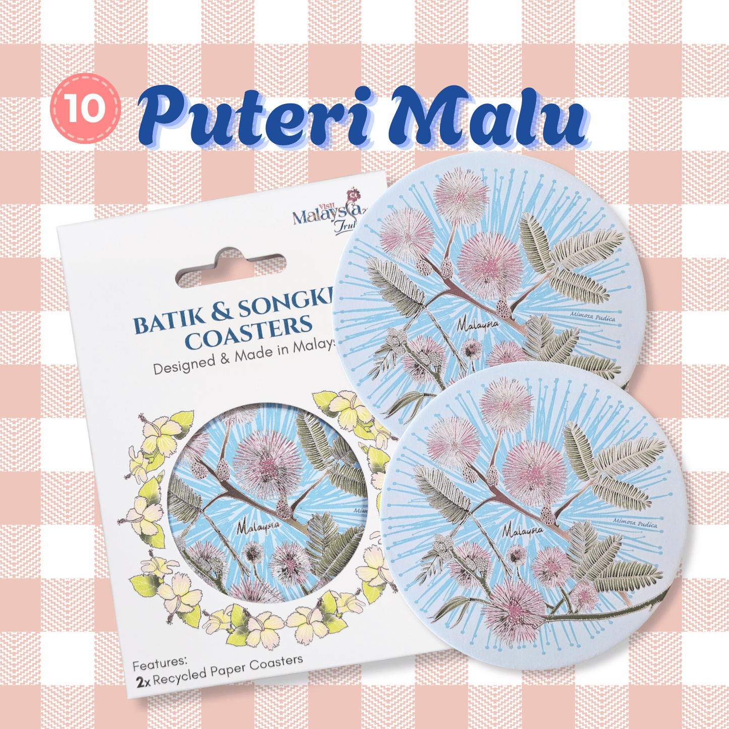 Batik & Songket Coasters / Batik Coasters Bunga Edition (Set 2 Pieces)