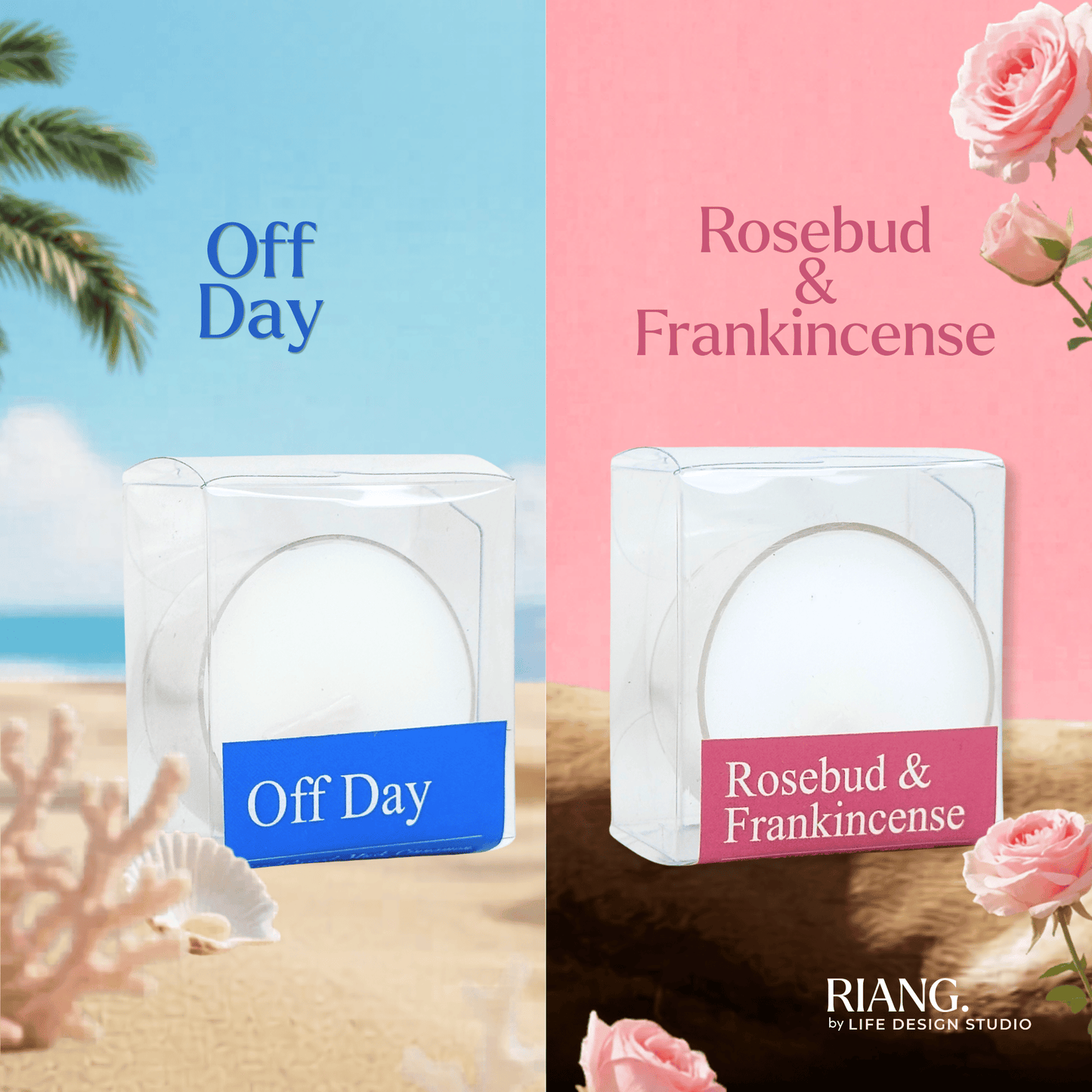 Riang. Combo Kasih Cosy Candle - 2 PCS Riang. Candle Single + Free One Candle Holder