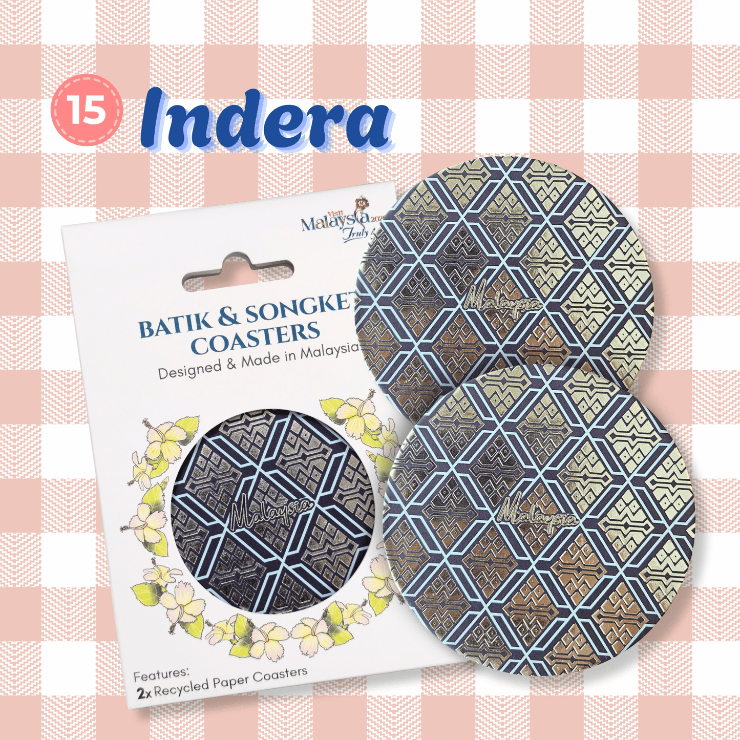 Batik & Songket Coasters / Batik Coasters Bunga Edition (Set 2 Pieces)