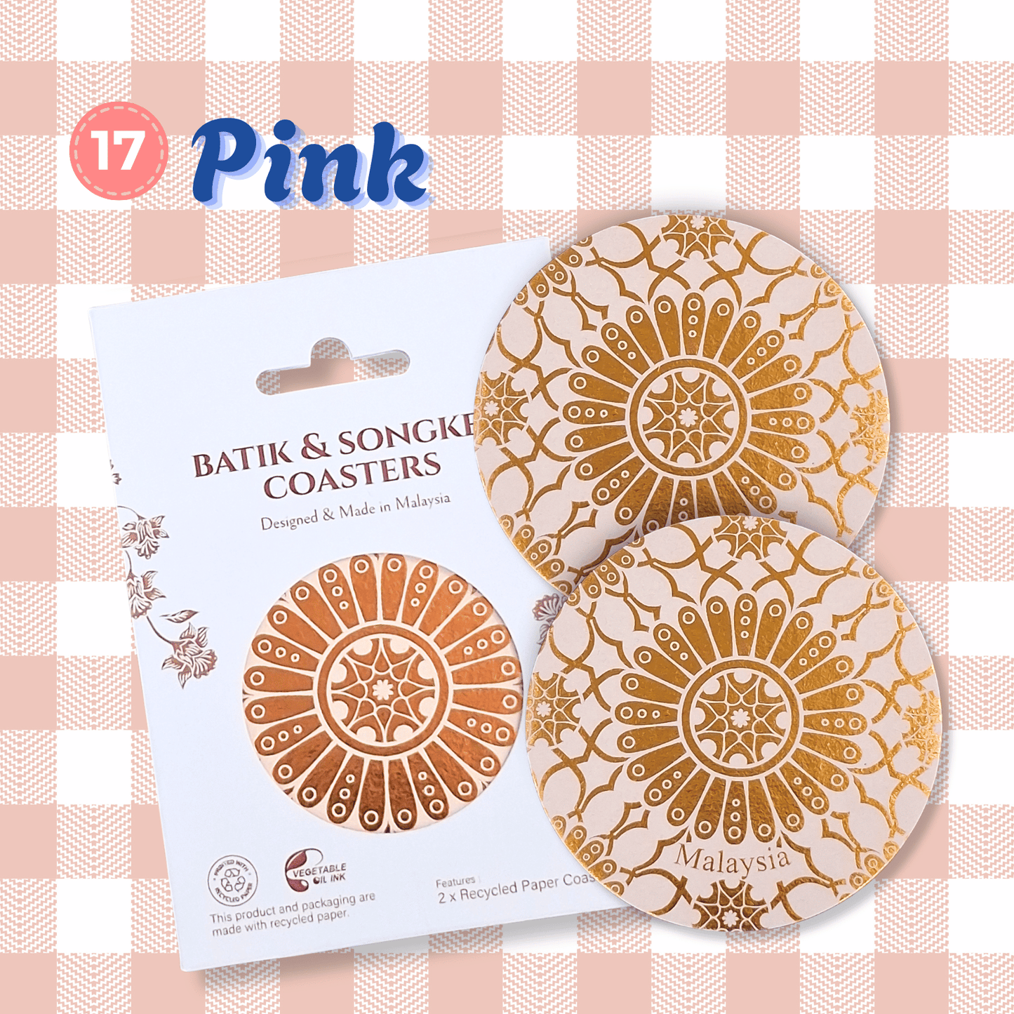 Batik & Songket Coasters / Batik Coasters Bunga Edition (Set 2 Pieces)