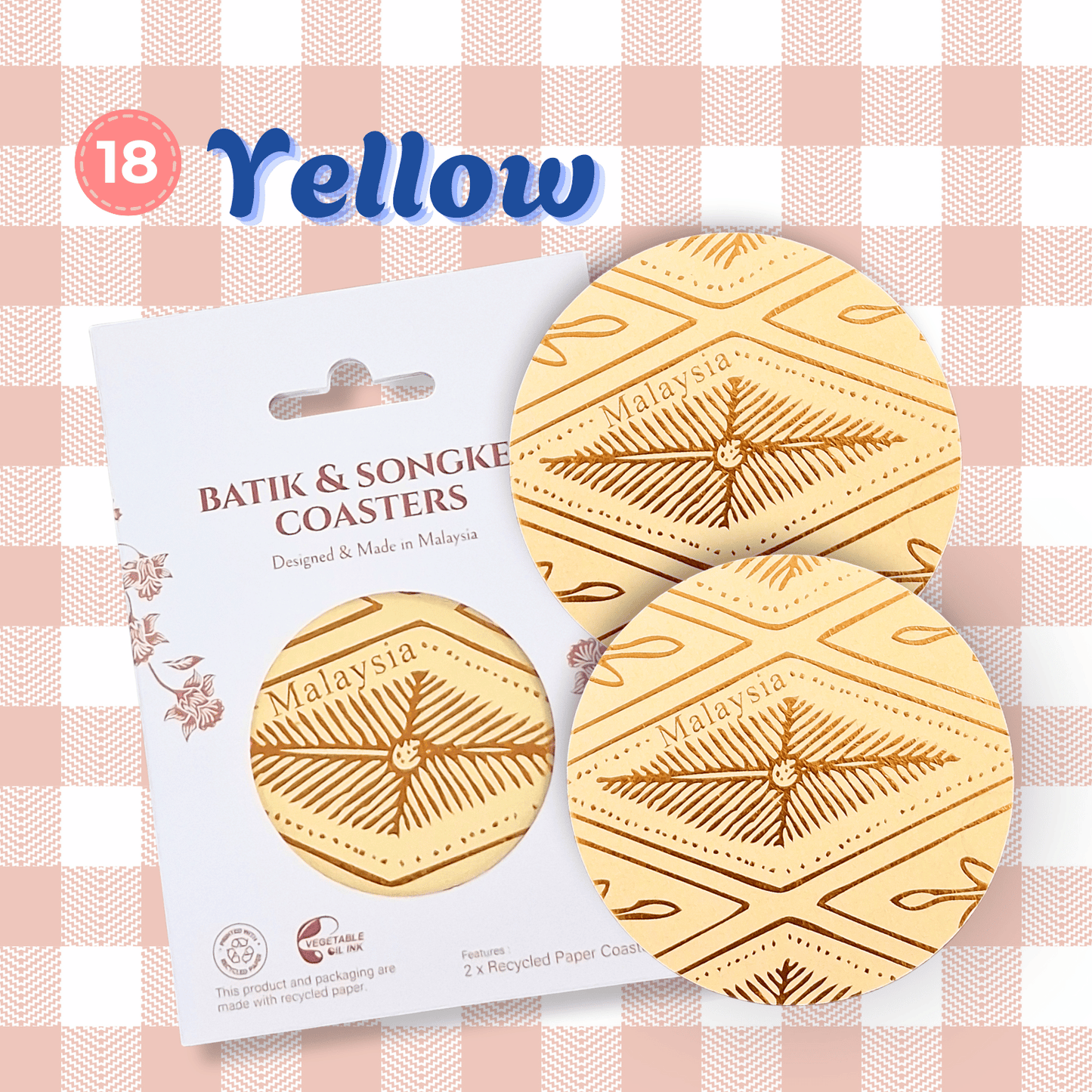 Batik & Songket Coasters / Batik Coasters Bunga Edition (Set 2 Pieces)