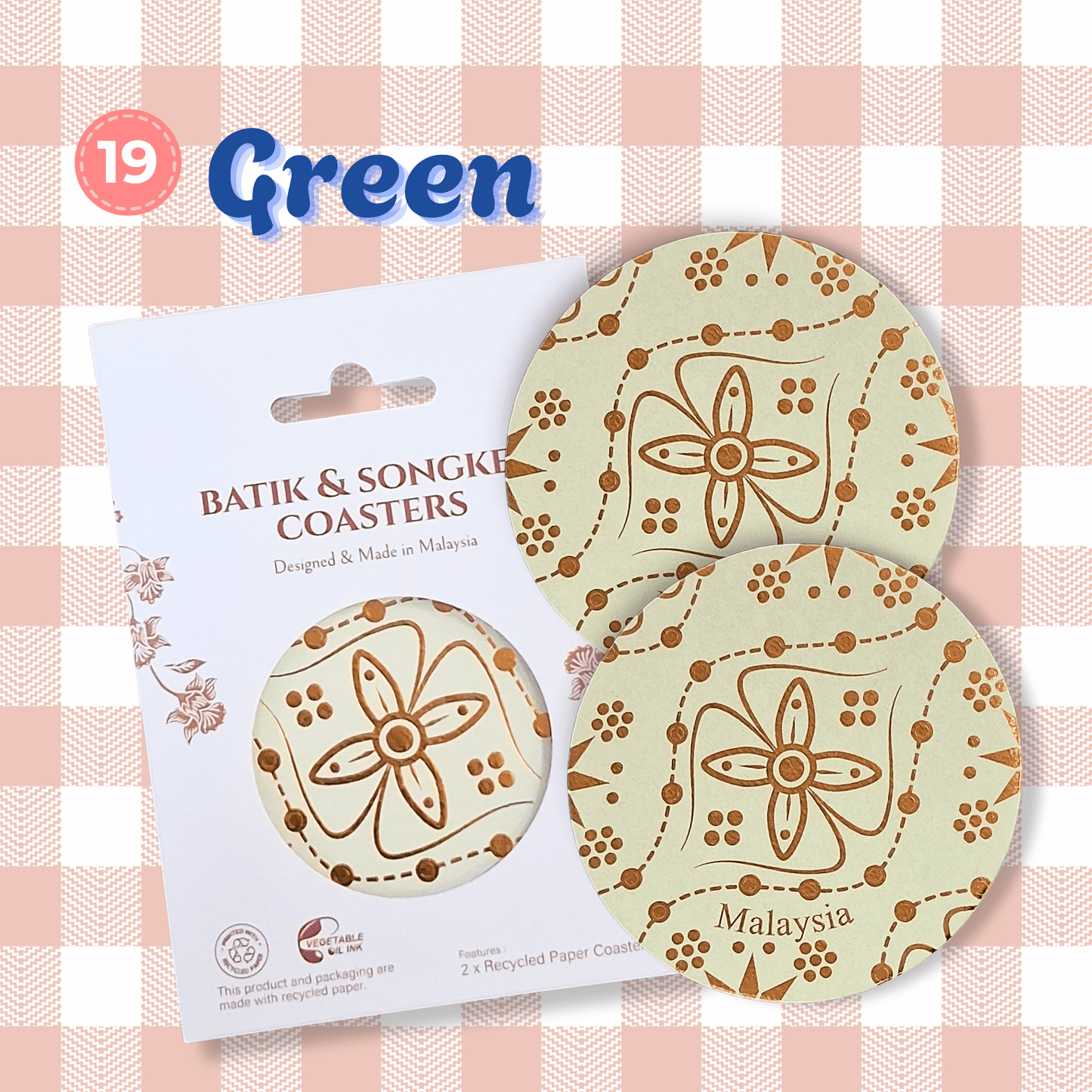 Batik & Songket Coasters / Batik Coasters Bunga Edition (Set 2 Pieces)