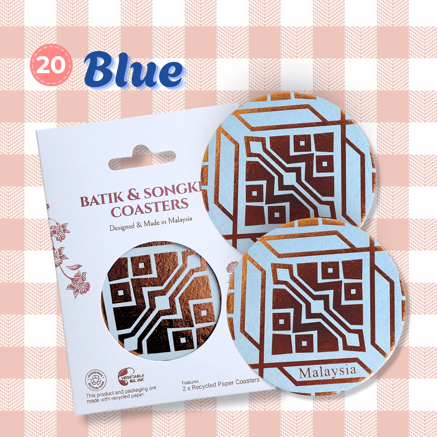 Batik & Songket Coasters / Batik Coasters Bunga Edition (Set 2 Pieces)