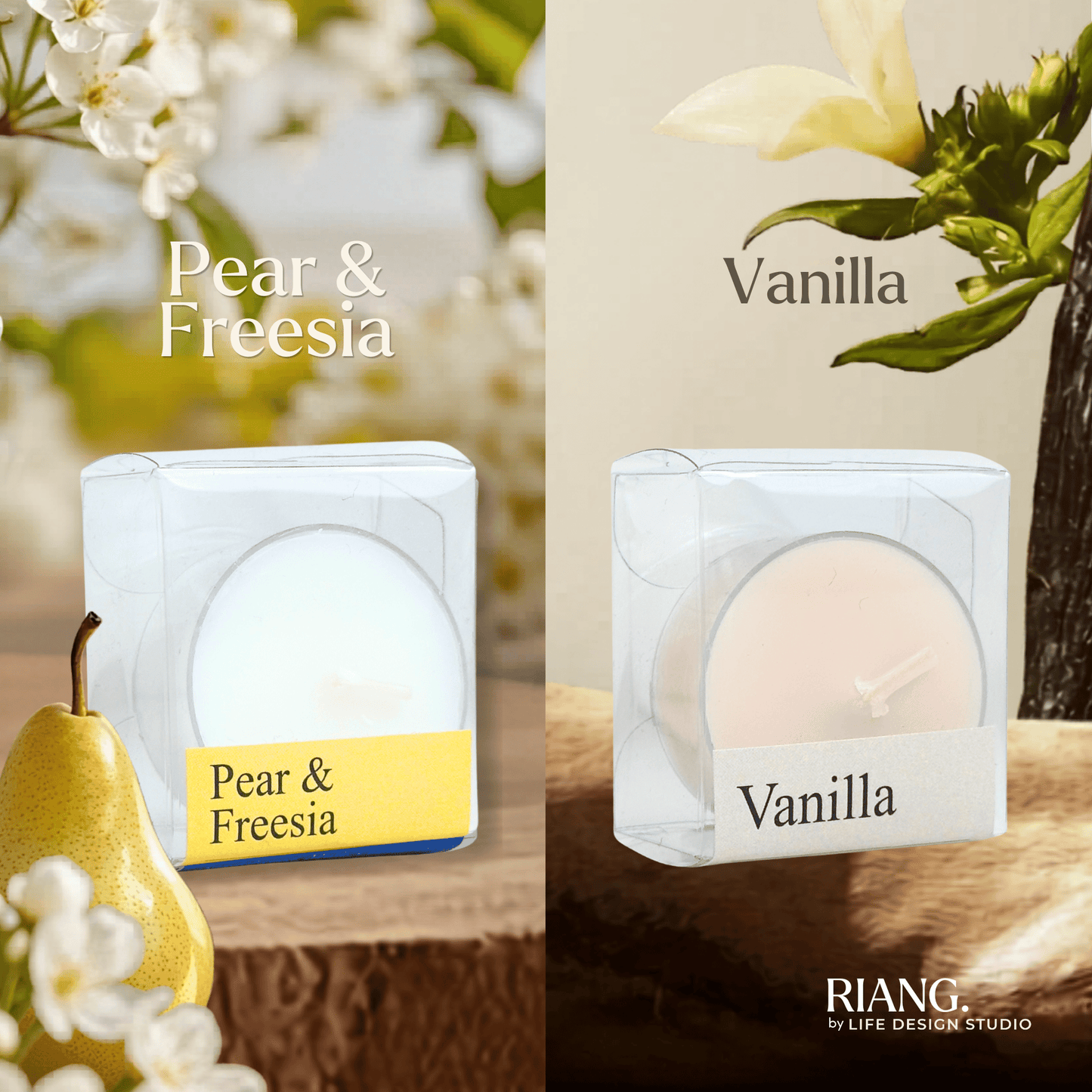 Riang. Combo Kasih Cosy Candle - 2 PCS Riang. Candle Single + Free One Candle Holder