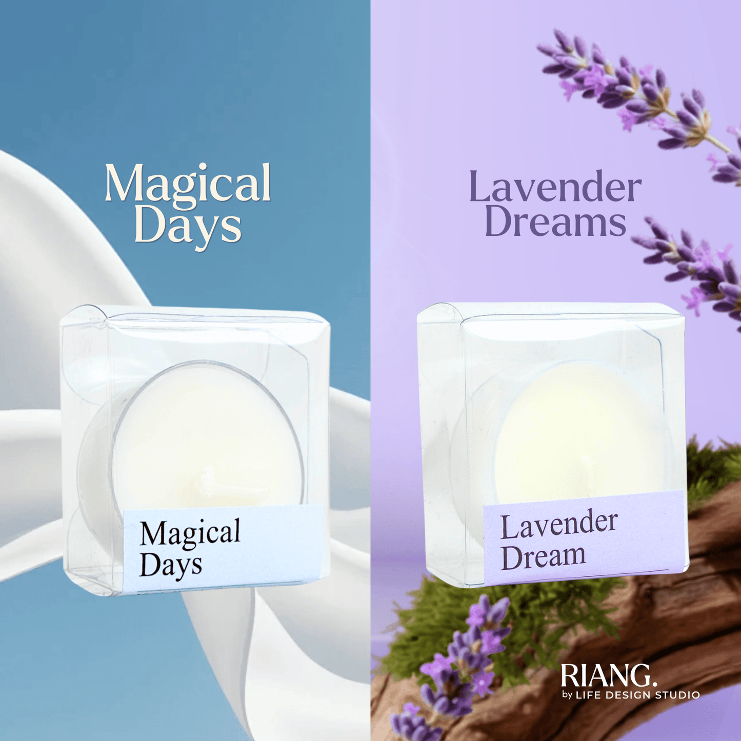 Riang. Combo Kasih Cosy Candle - 2 PCS Riang. Candle Single + Free One Candle Holder