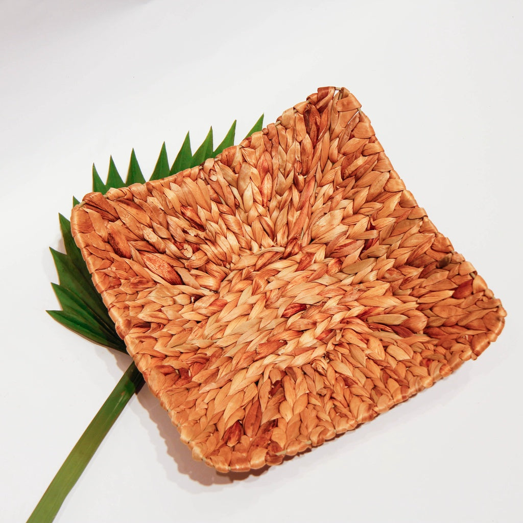Square Woven Water Hyacinth fruit bowl (40cm) with Gift Wrapping Service