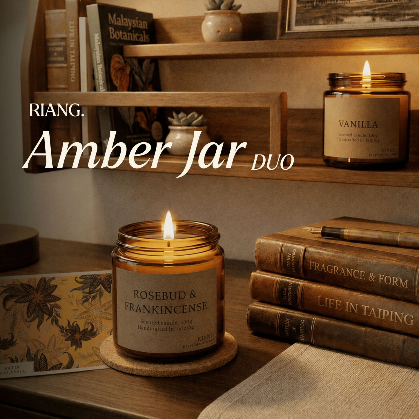 Riang. 2pcs Amber Candle Duo
