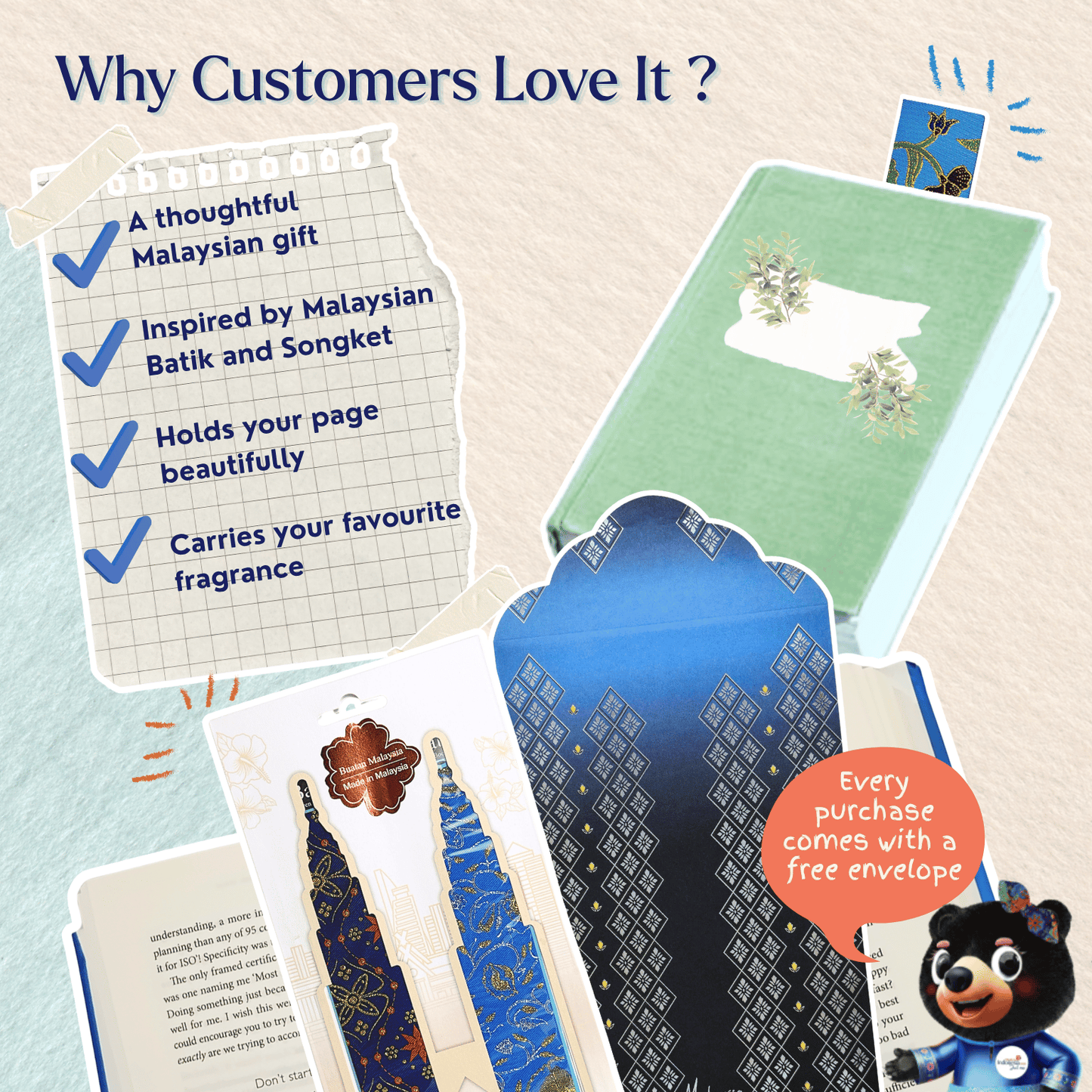 KLCC Twin Towers Batik & Songket Bookmark Duo Gift Set