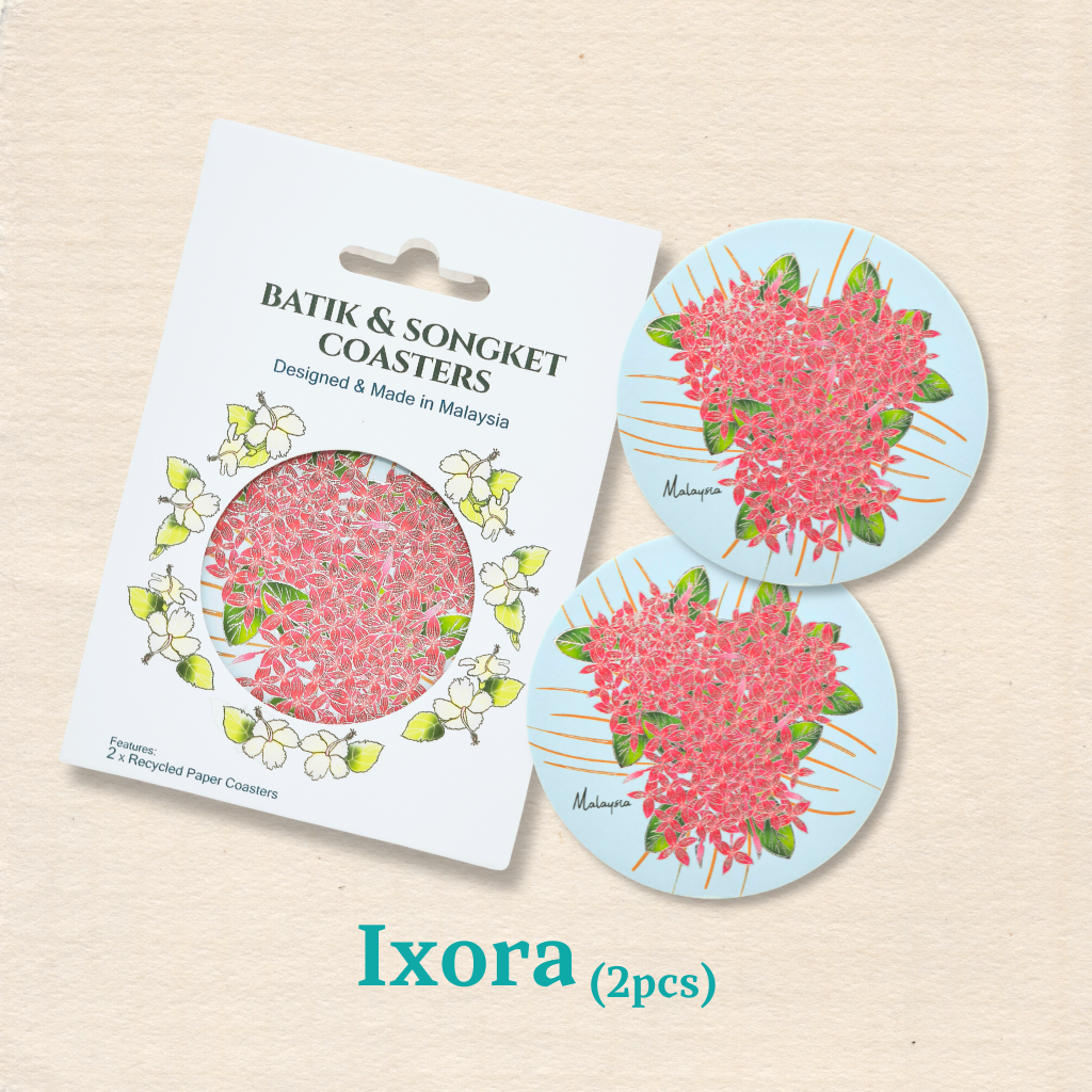 Batik & Songket Coasters / Batik Coasters Bunga Edition (Set 2 Pieces)