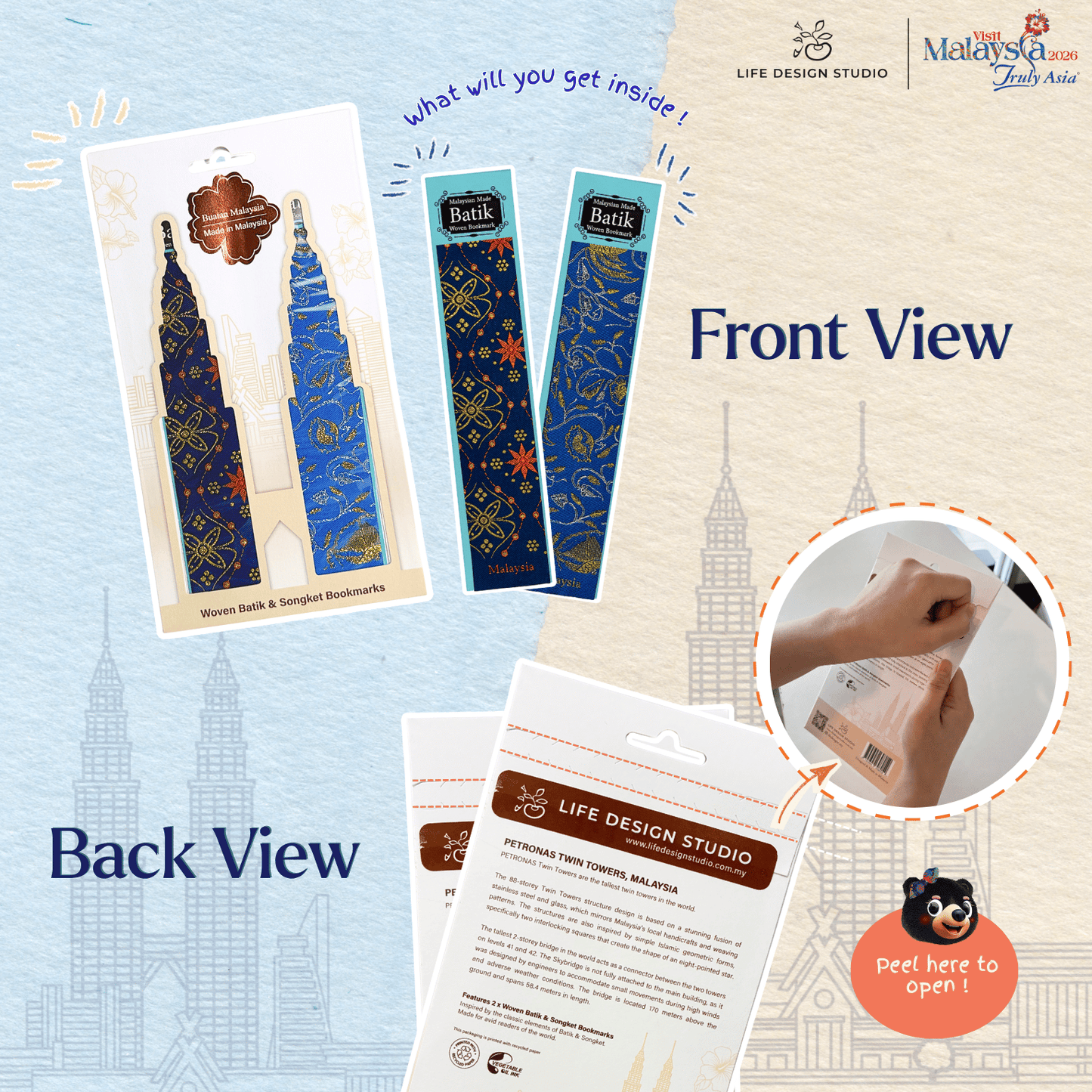 KLCC Twin Towers Batik & Songket Bookmark Duo Gift Set