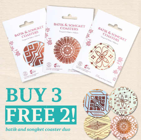 Batik & Songket Coasters / Batik Coasters Bunga Edition (Set 2 Pieces)