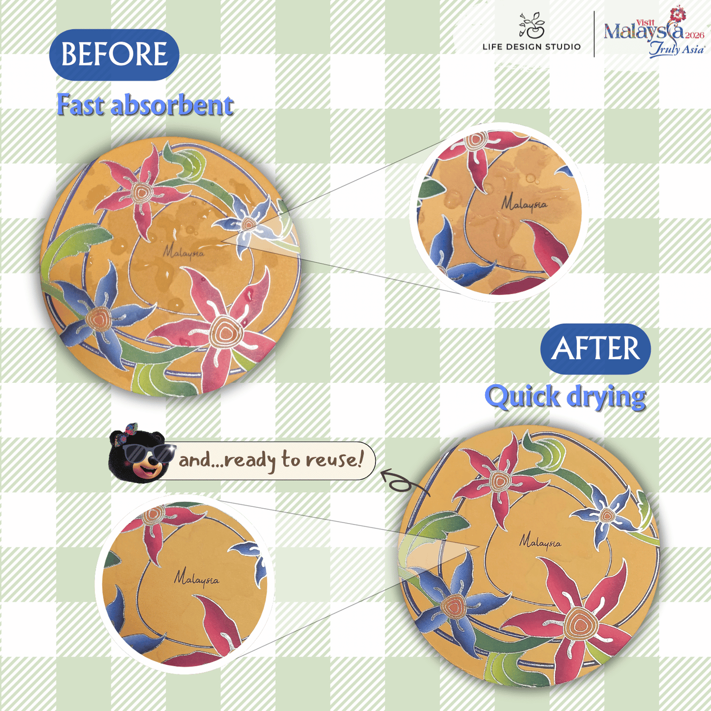 Batik Coaster Bunga Edition (Single Piece)