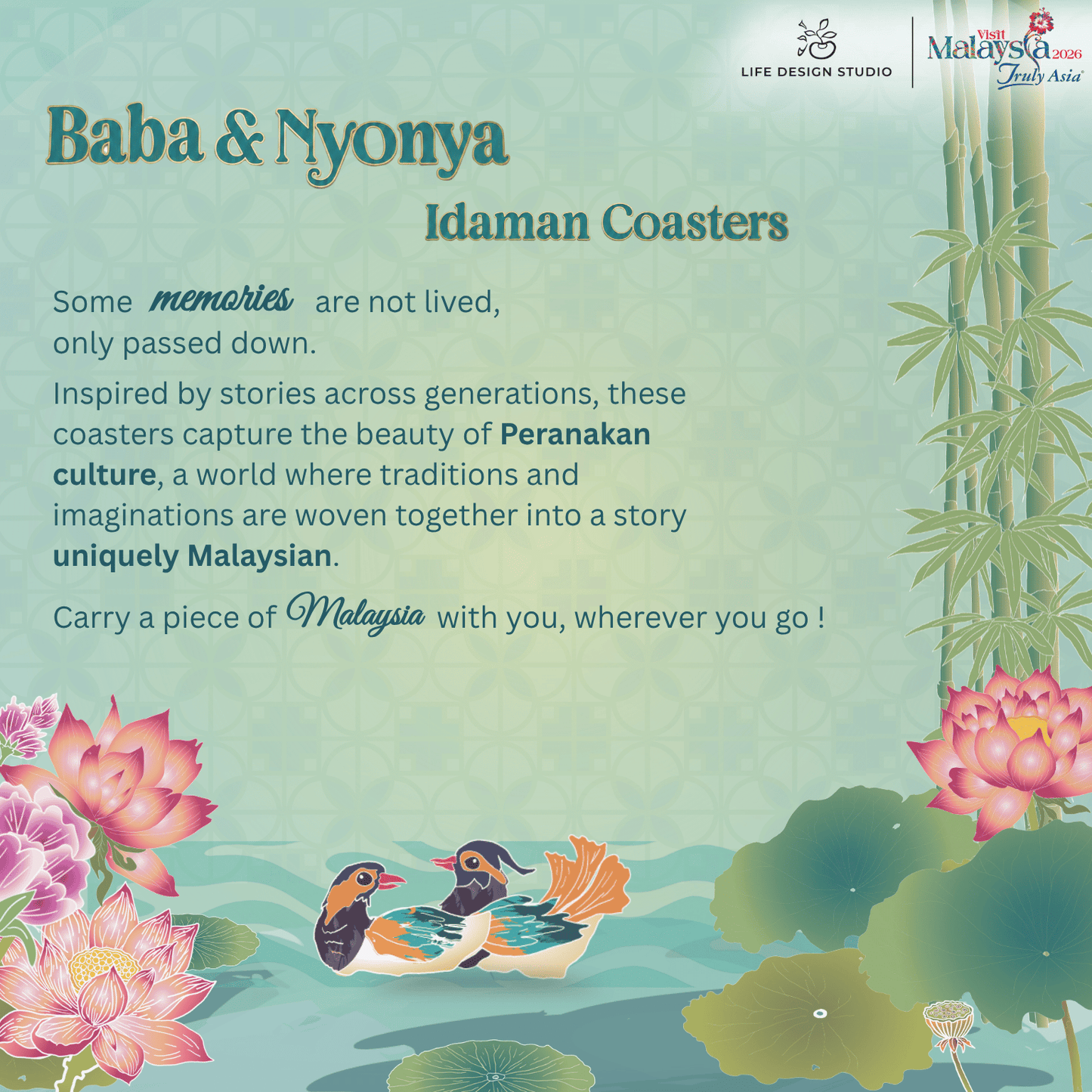 (2Pcs) Baba & Nyonya Coasters