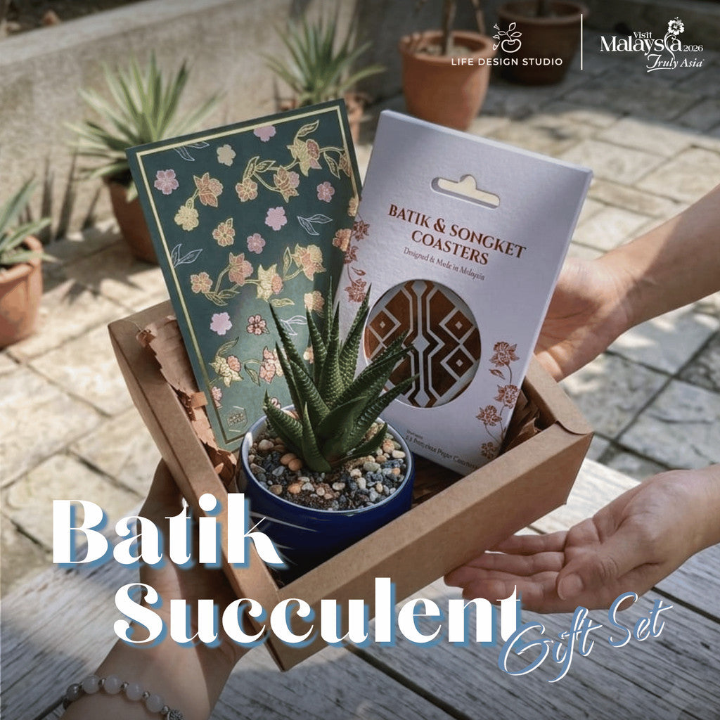 Batik Succulent Gift Set | Malaysian Souvenir, Door Gift, Corporate Gift, Wedding Favours | Life Design Studio