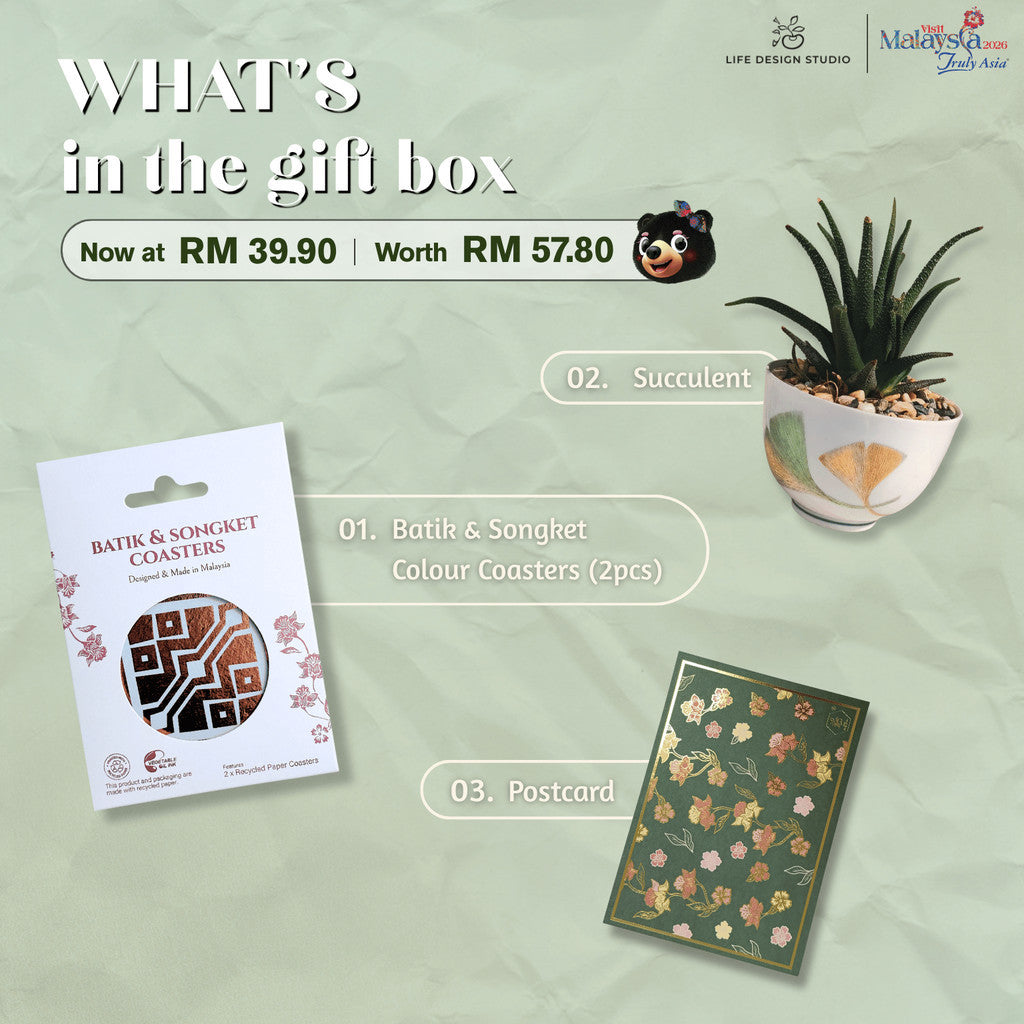 Batik Succulent Gift Set | Malaysian Souvenir, Door Gift, Corporate Gift, Wedding Favours | Life Design Studio
